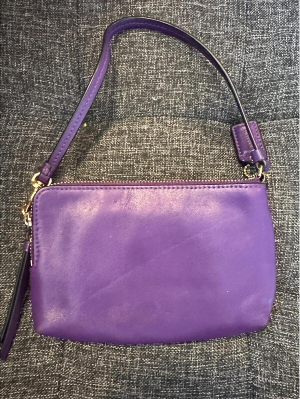 Coach Purple Leather Wristlet - Picture 3 of 6